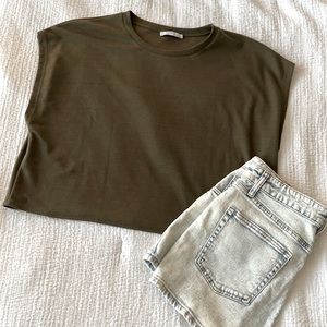 Zara olive short T shirt top